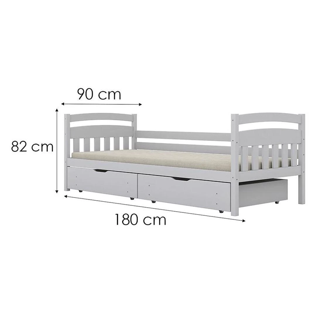 Tosia krevet sa fiokama 90x180 cm bijeli