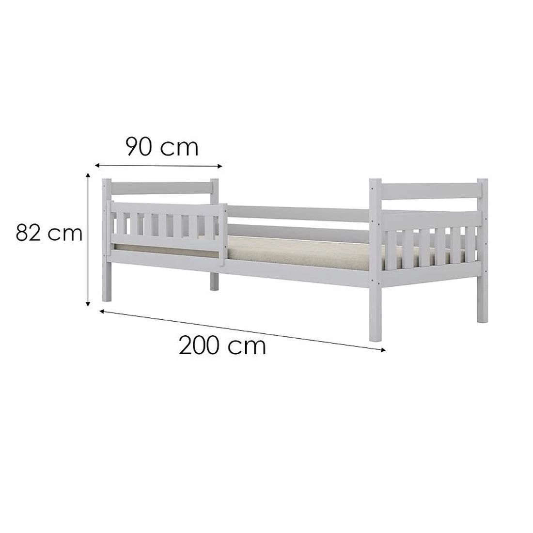 Dawid krevet sa ogradom 90x200 cm bijeli