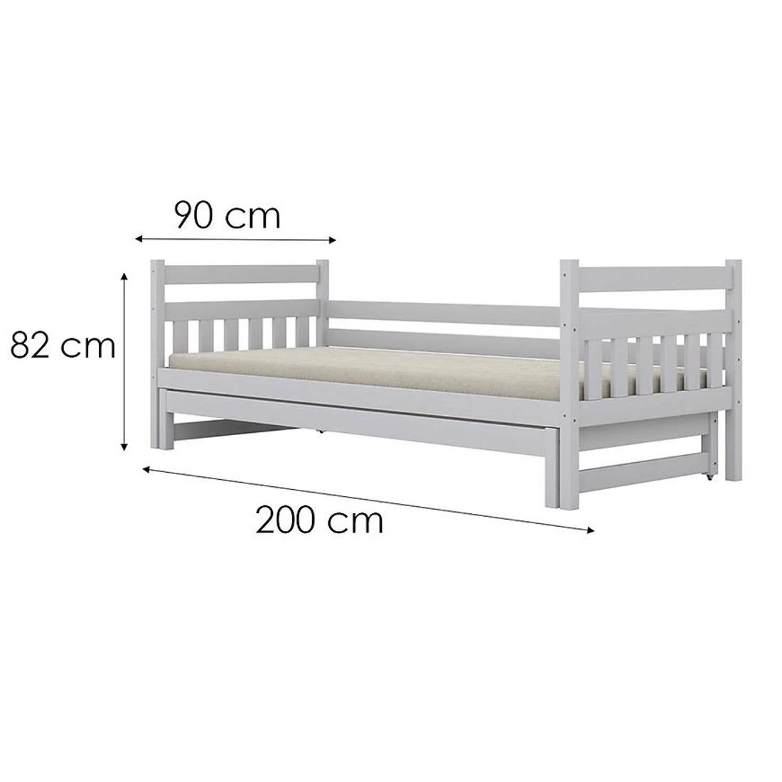 Dawid krevet sa dodatnim prostorom za spavanje, 90x200 cm bijela