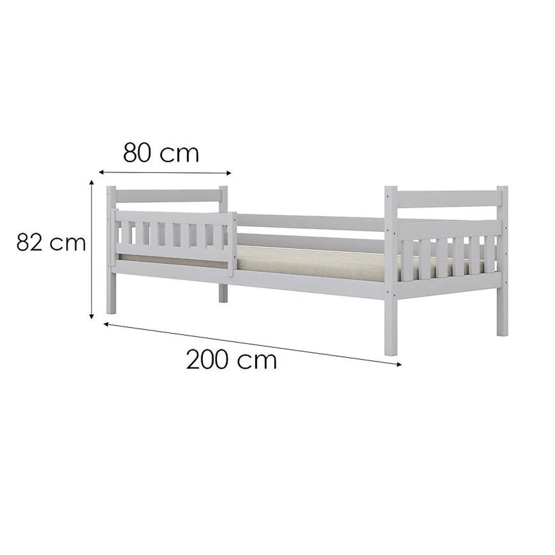 Dawid krevet sa ogradom 80x200 cm bijeli