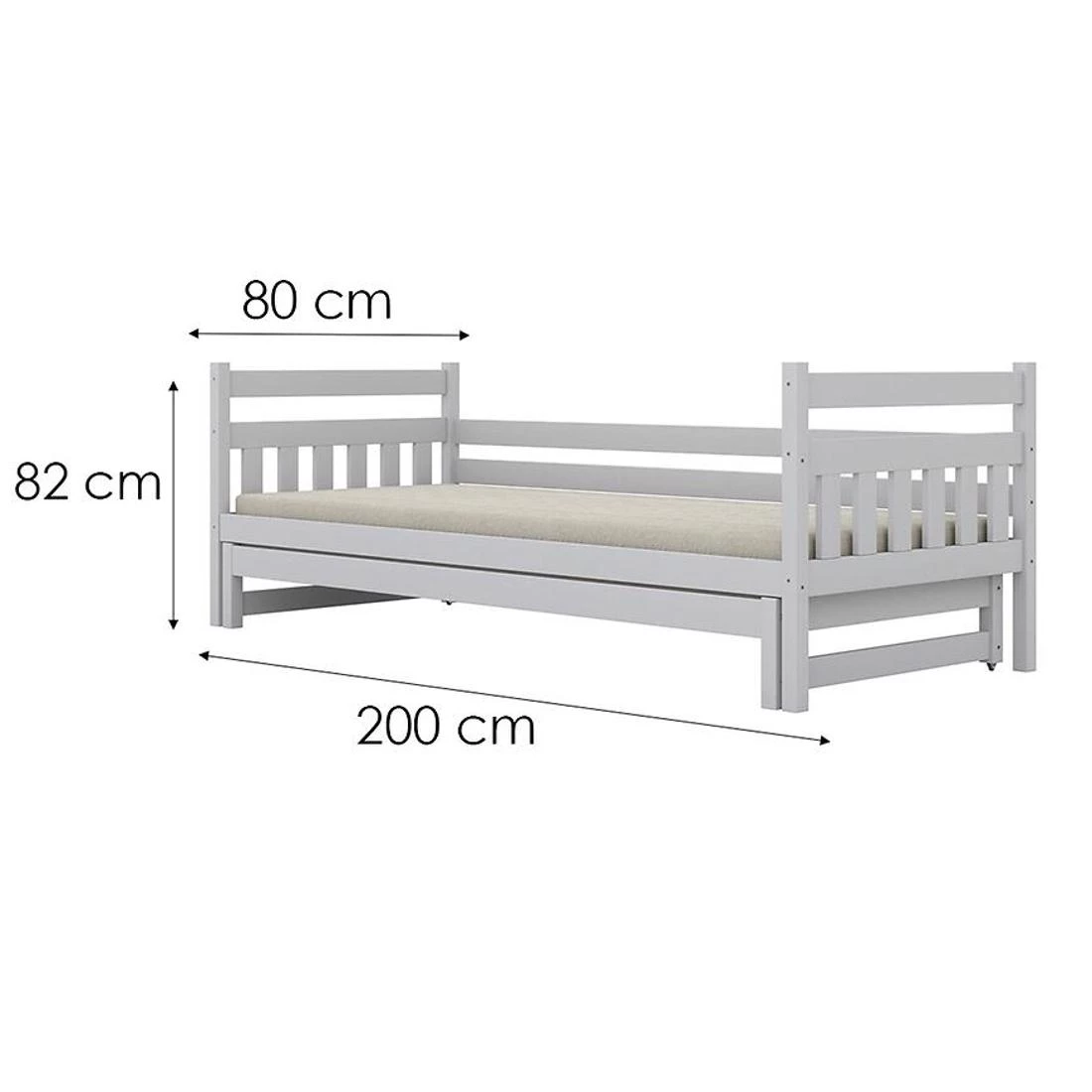 Dawid krevet sa dodatnim prostorom za spavanje, 80x200 cm bijeli