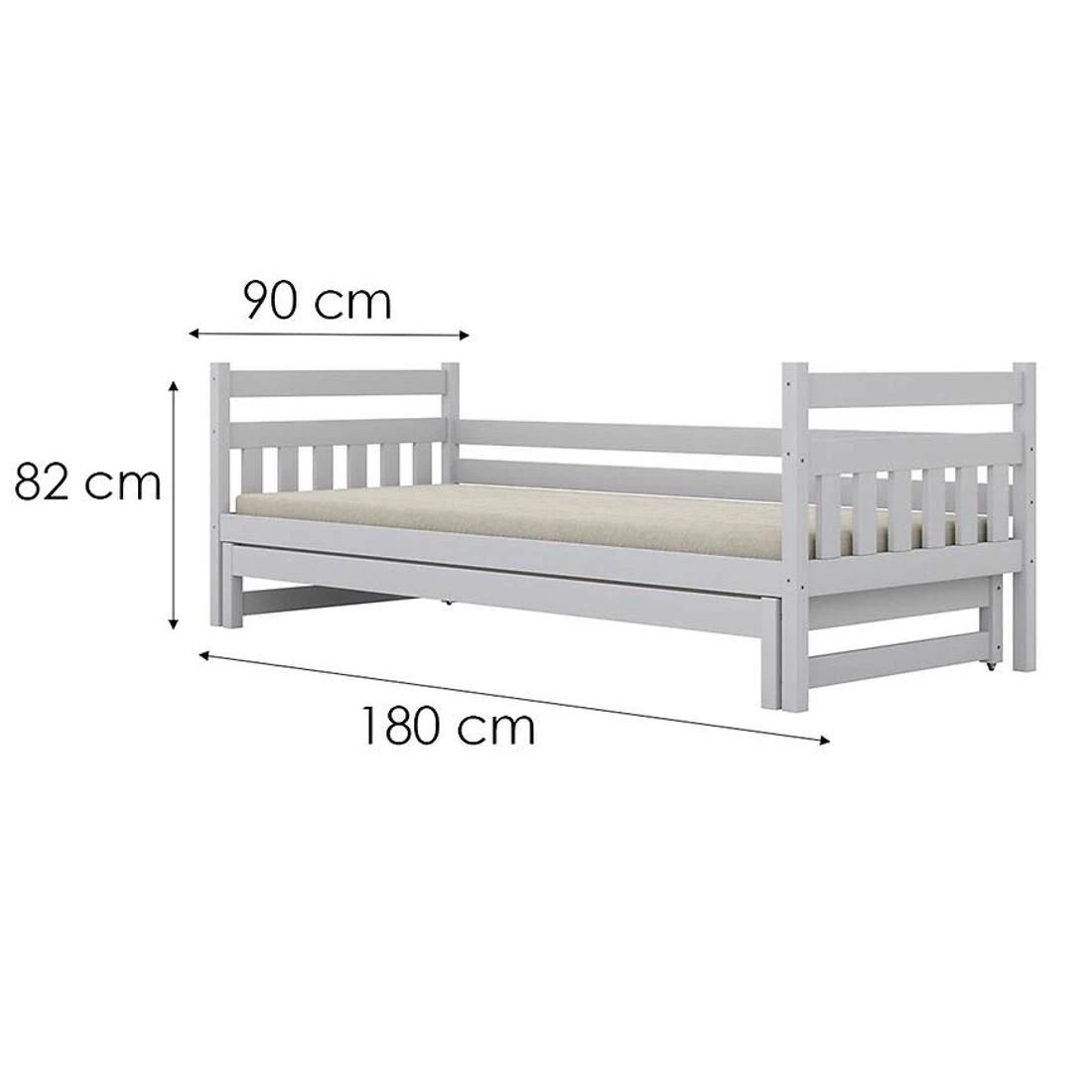Dawid krevet sa dodatnim prostorom za spavanje, 90x180 cm bijela