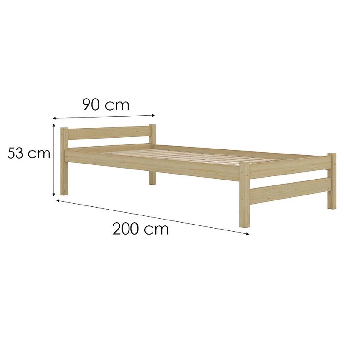 Aleks krevet 90x200 cm prirodni, nelakirani