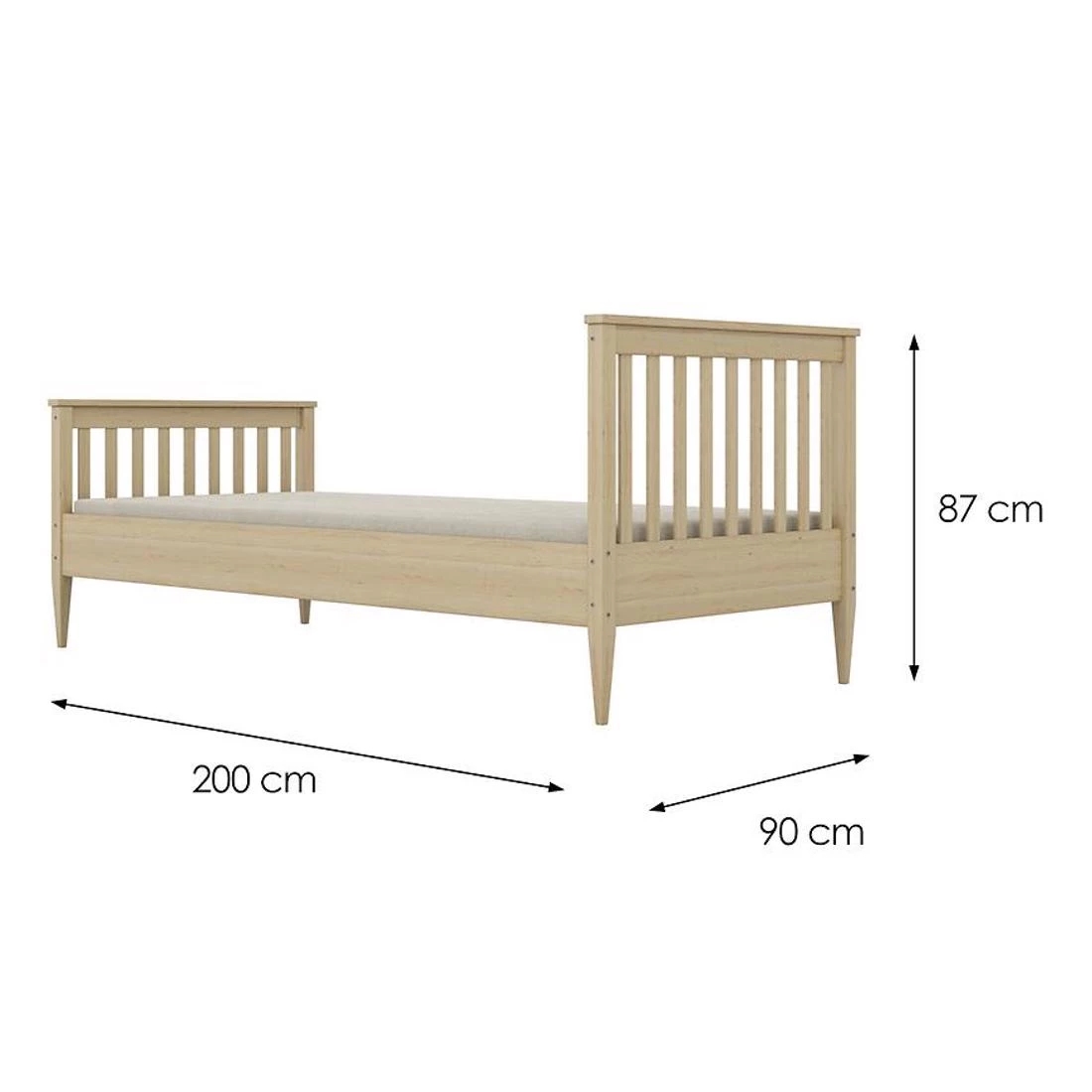 Ignas krevet 90x200 cm prirodni, nelakirani