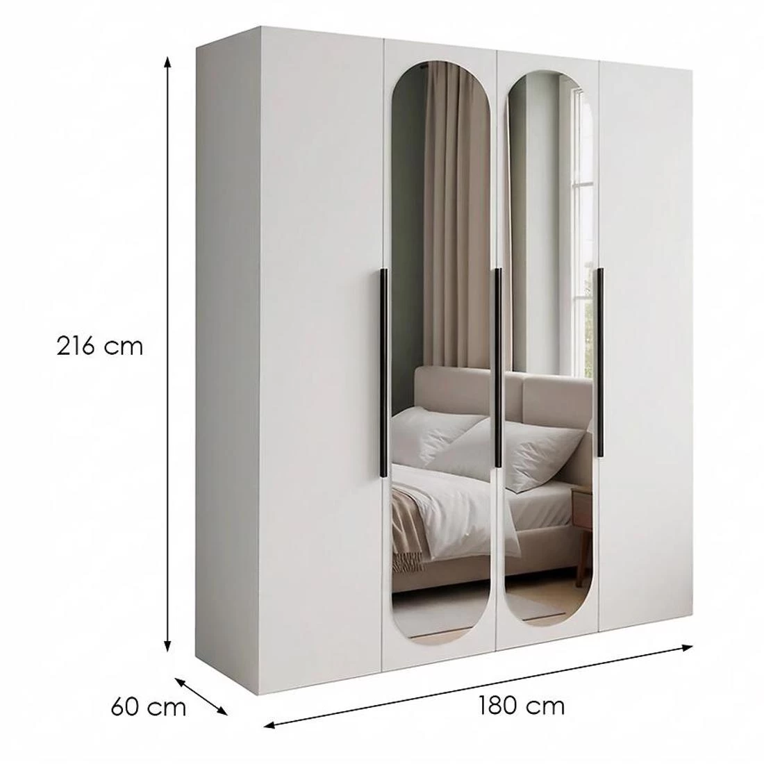 Nicea ormar s ogledalom 180x60x215 cm bela