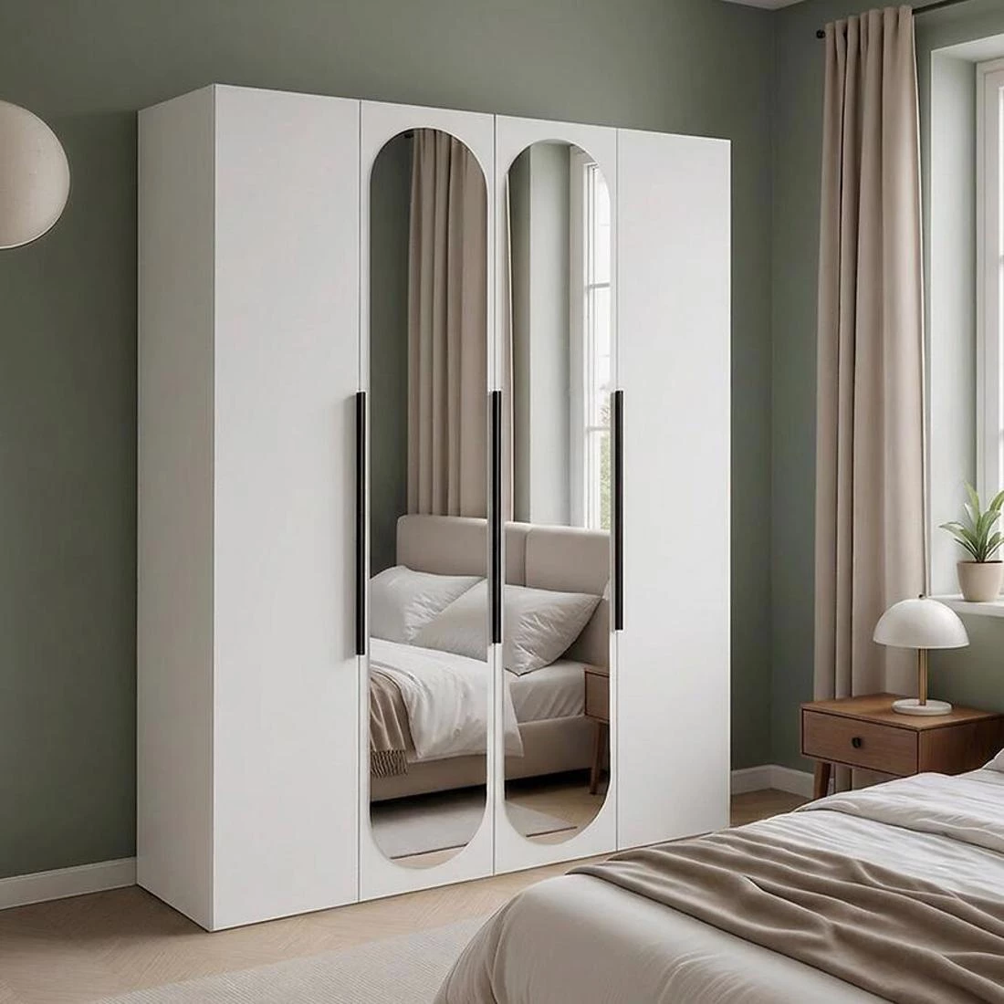 Nicea ormar s ogledalom 180x60x215 cm bela