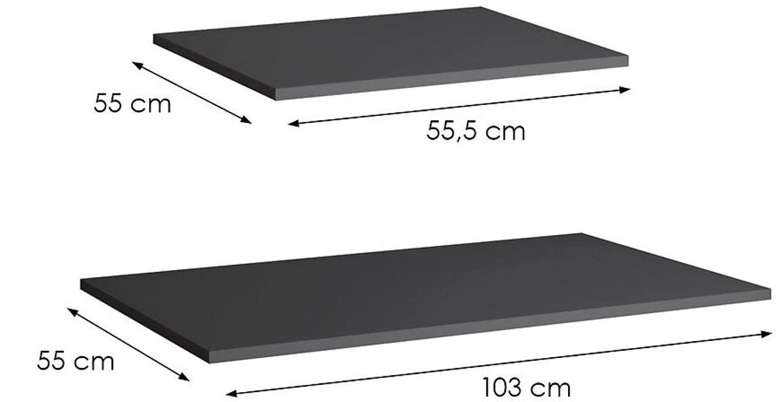 Marbella/Alicante 250 set polica za ormar 55,5/103x55x3,5 cm crna