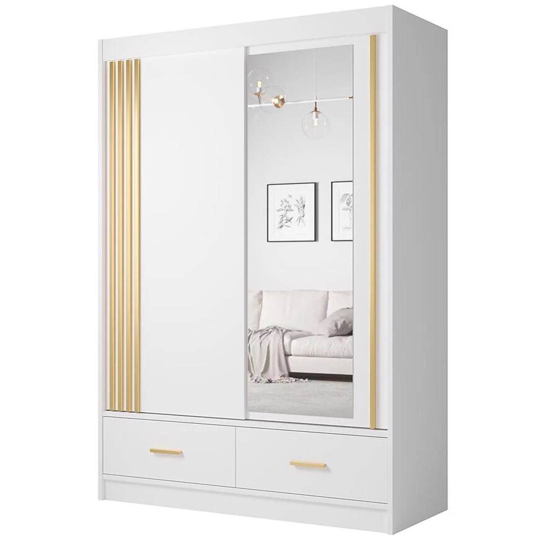 Canada Ca-25 ormar 150x60x215 cm bela/zlatna