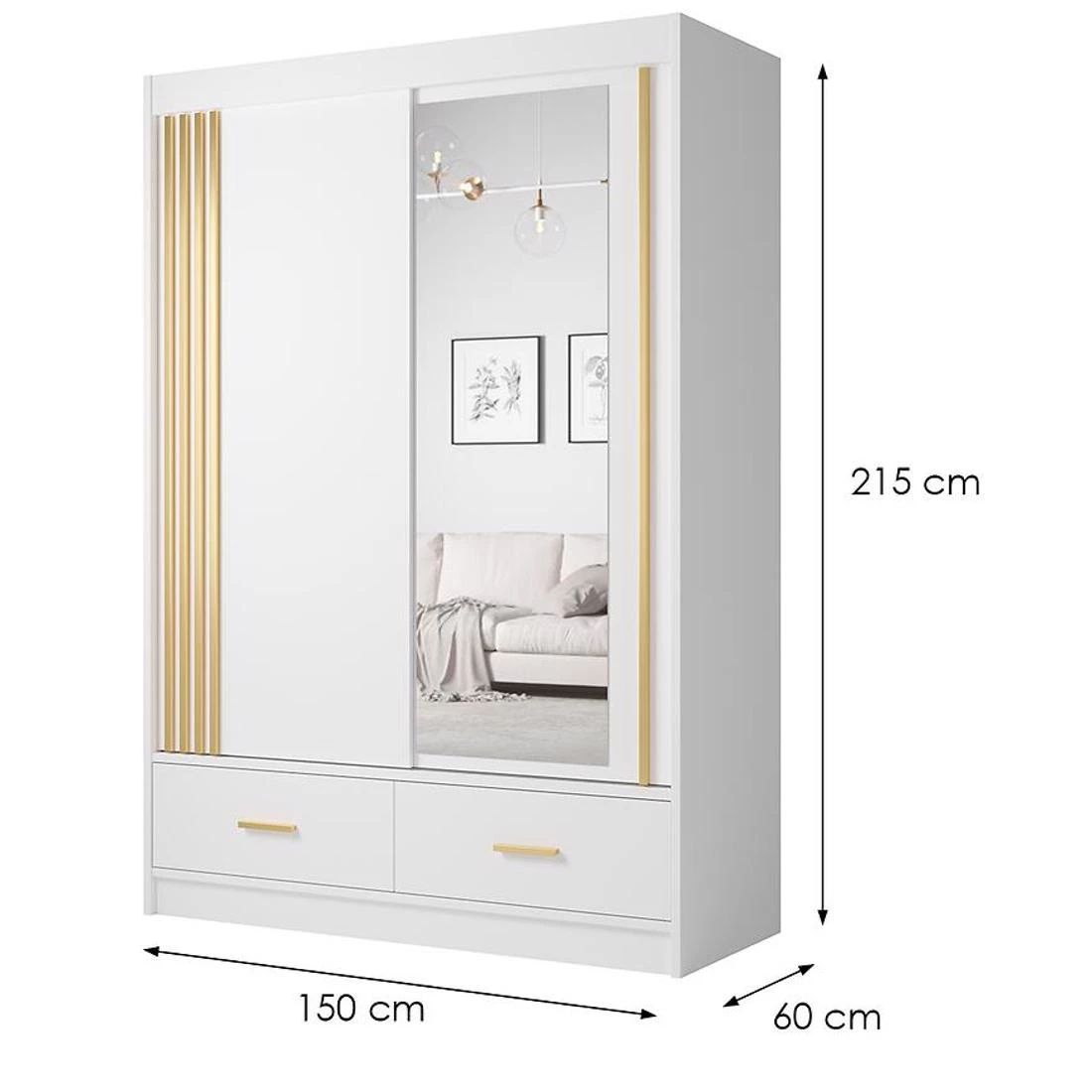Canada Ca-25 ormar 150x60x215 cm bela/zlatna