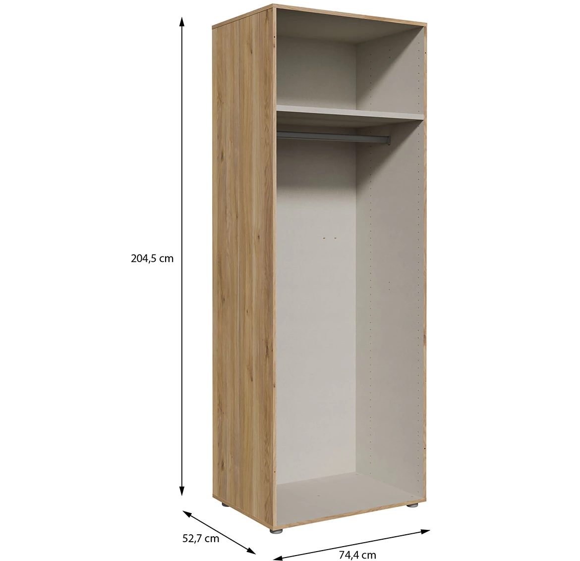 Moduklix garderober 74.4x204.5 cm mauvela hrast