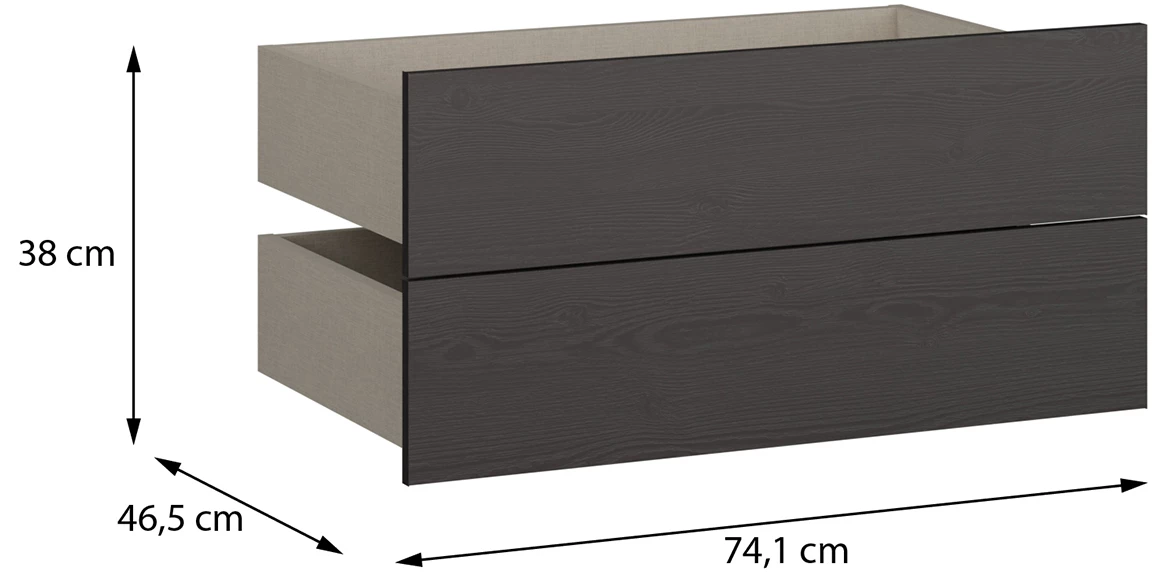 Moduklix 2-delni set fioka 74.1x38 cm hrast