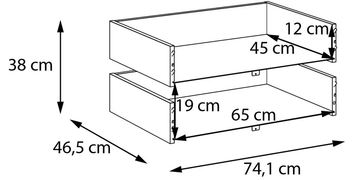 Moduklix 2-delni set fioka 74.1x38 cm hrast