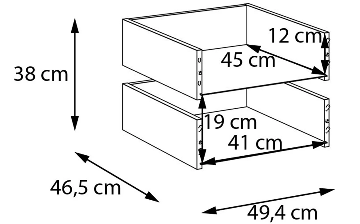 Moduklix 2-delni set fioka 49.4x38 cm hrast