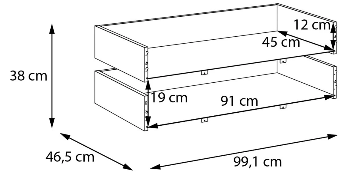 Moduklix fioke 2 kom za korpus 99.1x38 cm pešcano bež