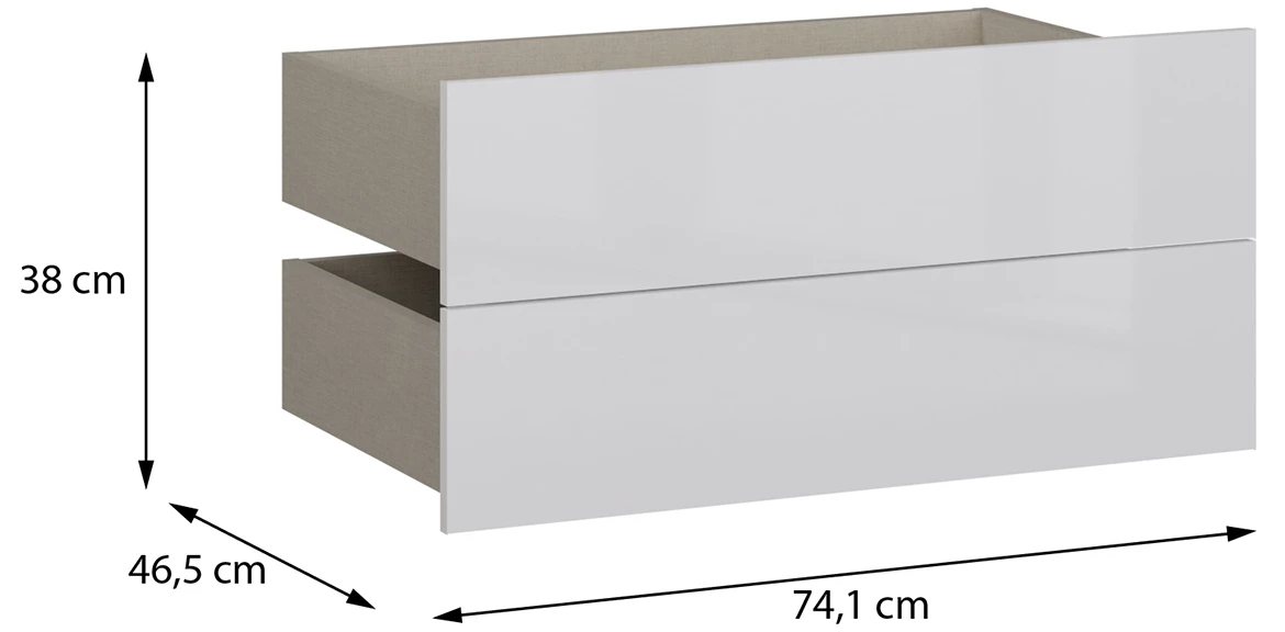 Moduklix 2-delni set fioka 74.1x38 cm sjajno bela