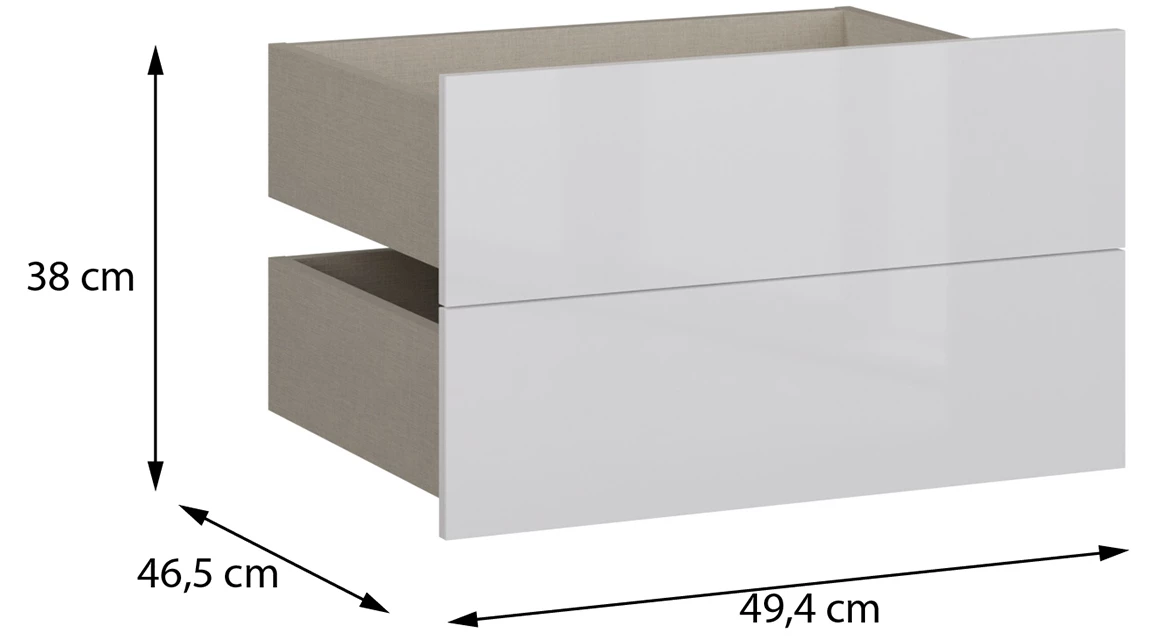 Moduklix 2-delni set fioka 49.4x38 cm bela sjaj