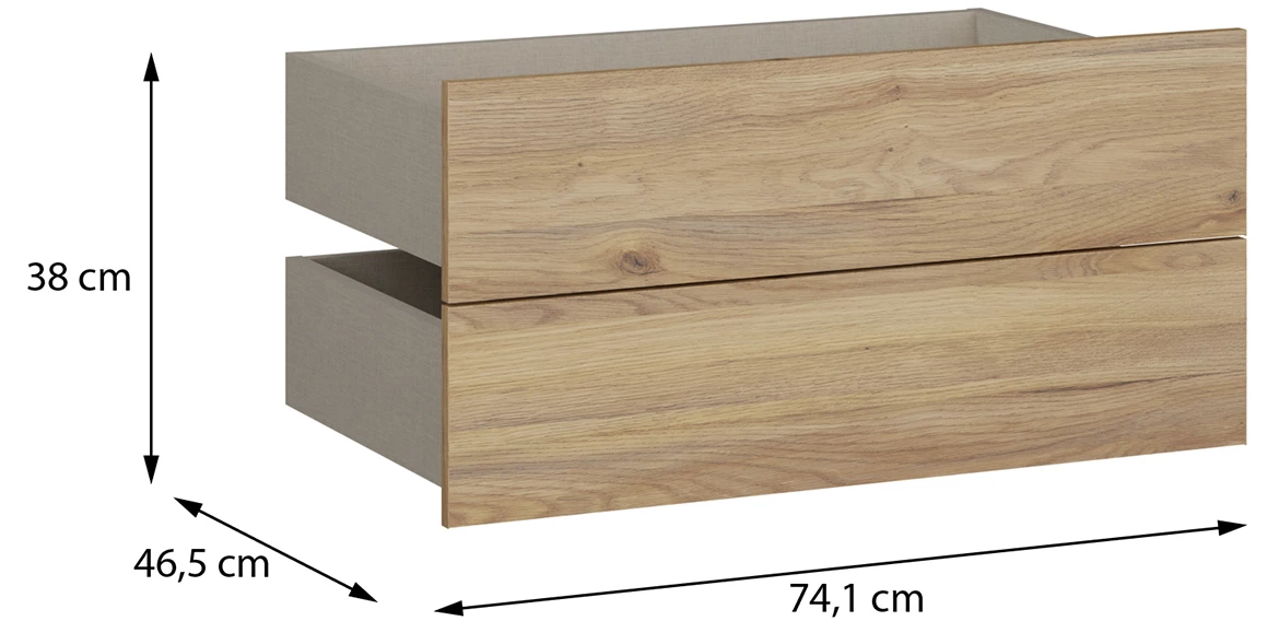 Moduklix 2-delni set ladica 74.1x38 cm maubella hrast