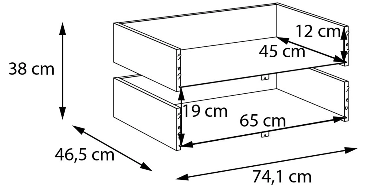 Moduklix 2-delni set ladica 74.1x38 cm maubella hrast