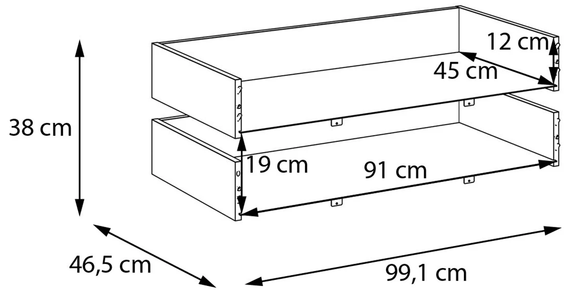 Moduklix fioke za korpus 99.1x50.8 cm hrast