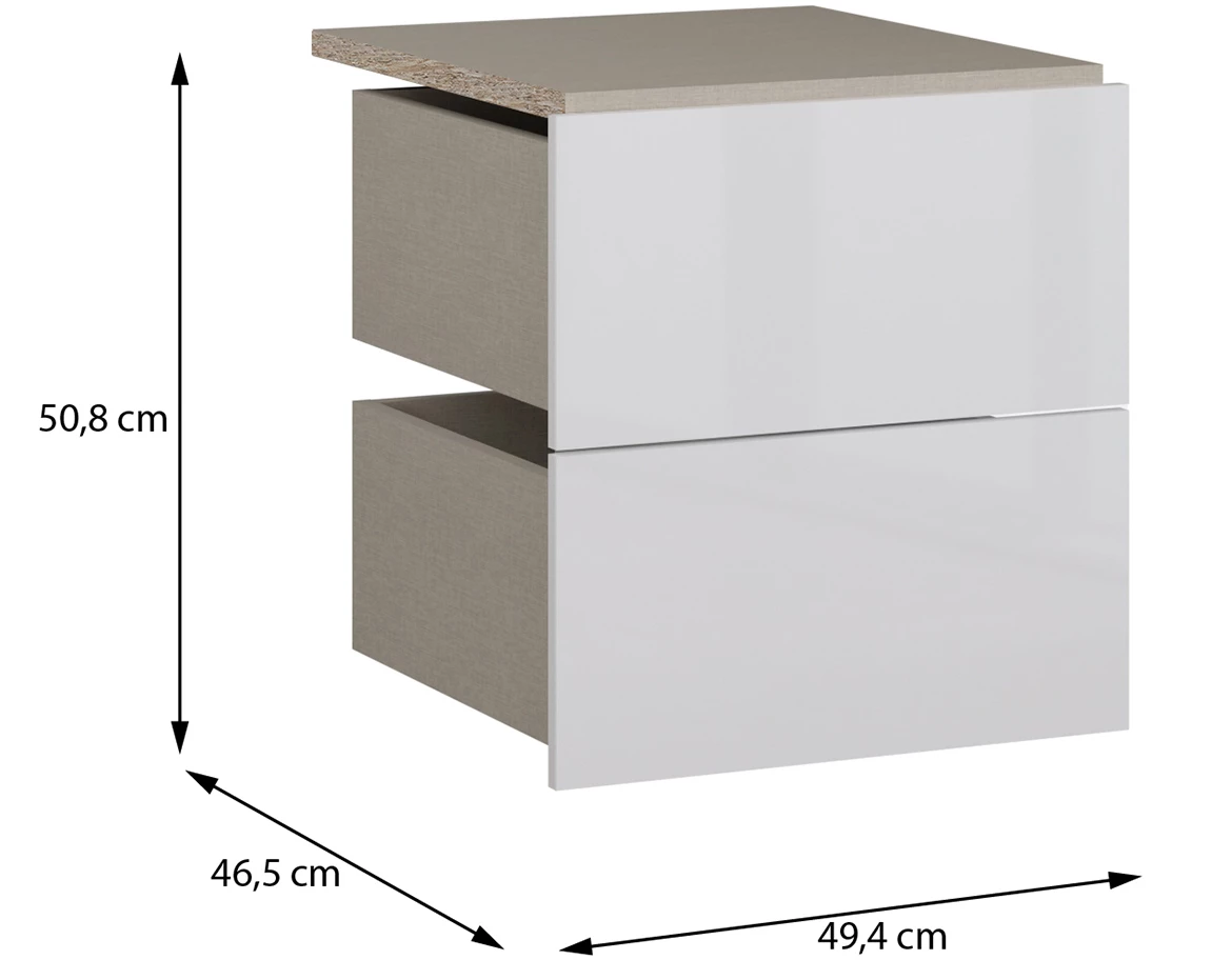 Moduklix fioke 2 kom za korpus 49.4x50.8 cm beli sjaj