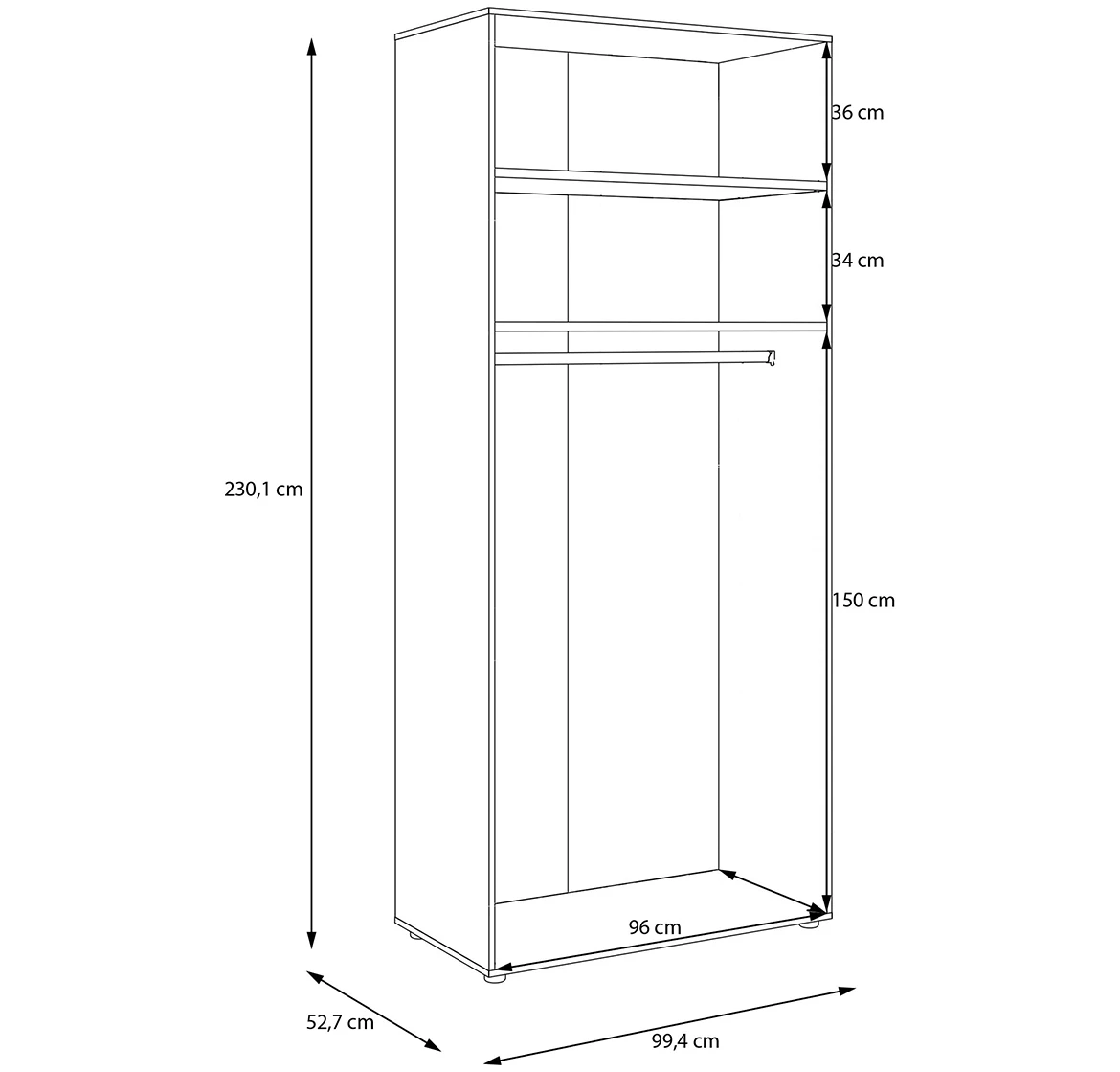 Moduklix korpus garderobera 99.4x230.1 cm pešcano bež