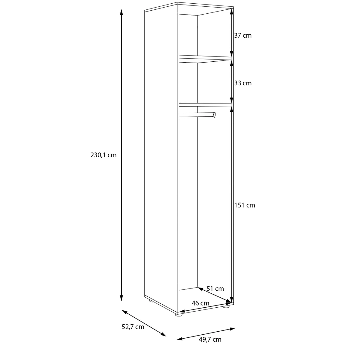 Moduklix korpus garderobera 49.7x230.1 cm pešcano bež