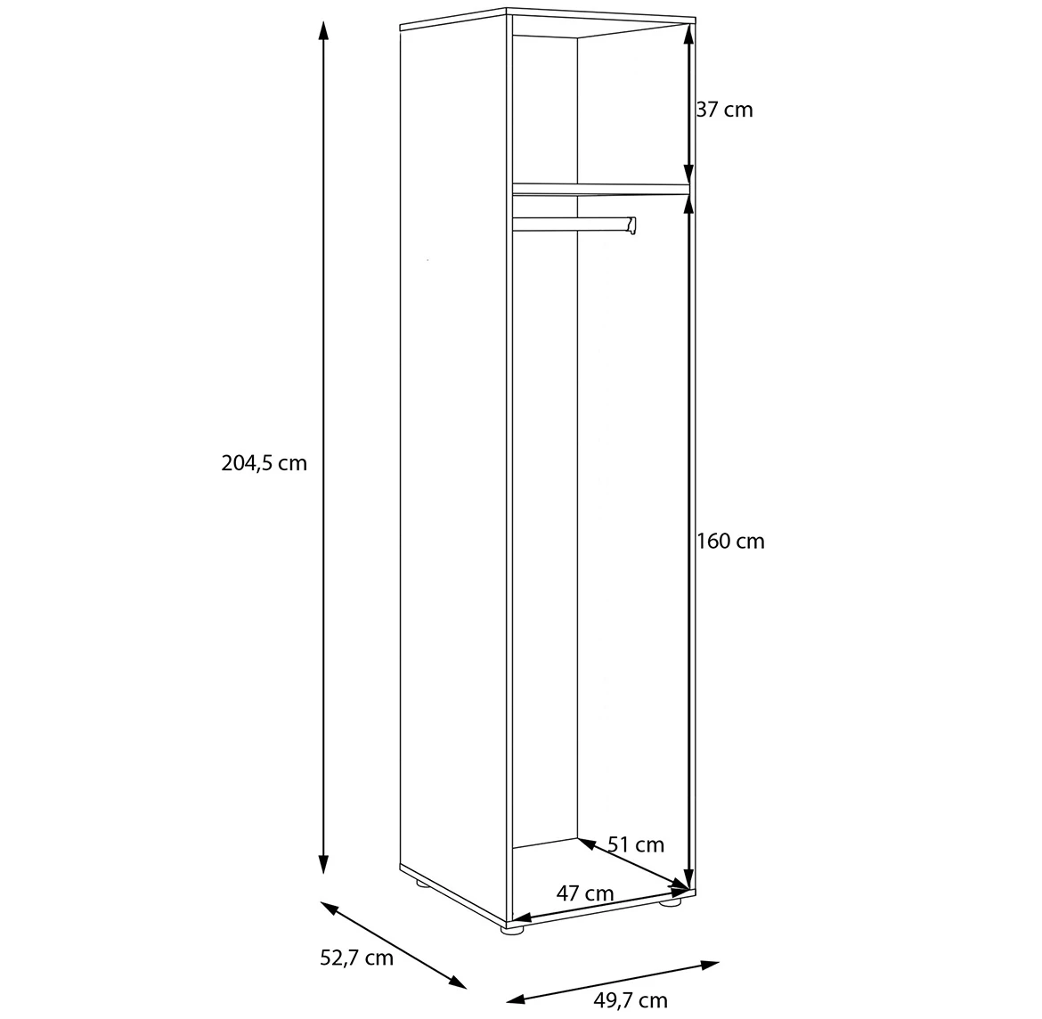 Moduklix korpus garderobera 49.7x204.5 cm pešcano bež