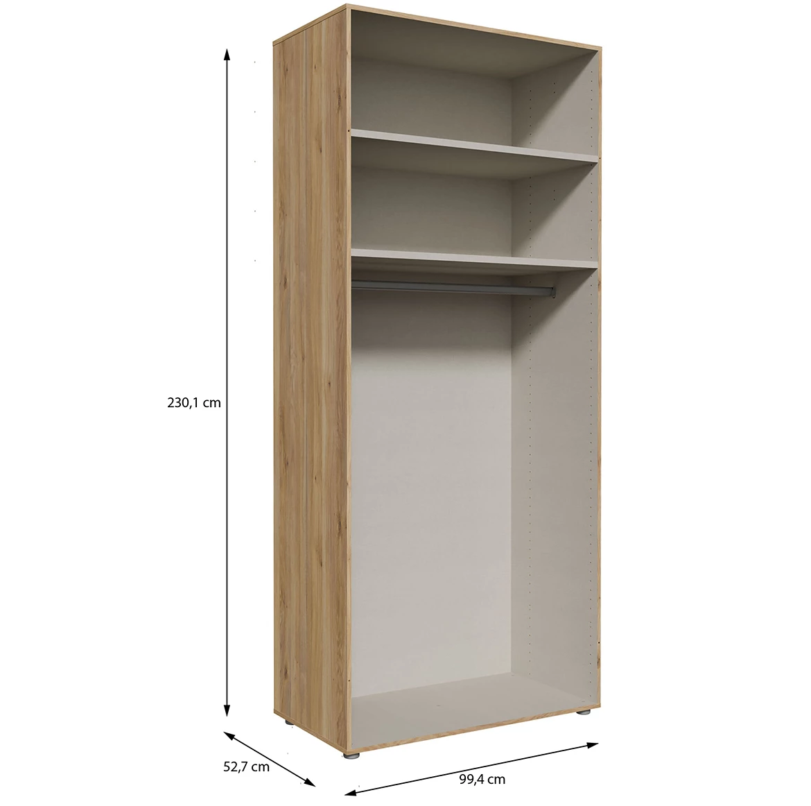 Moduklix korpus garderobera 99.4x230.1 cm moubella hrast