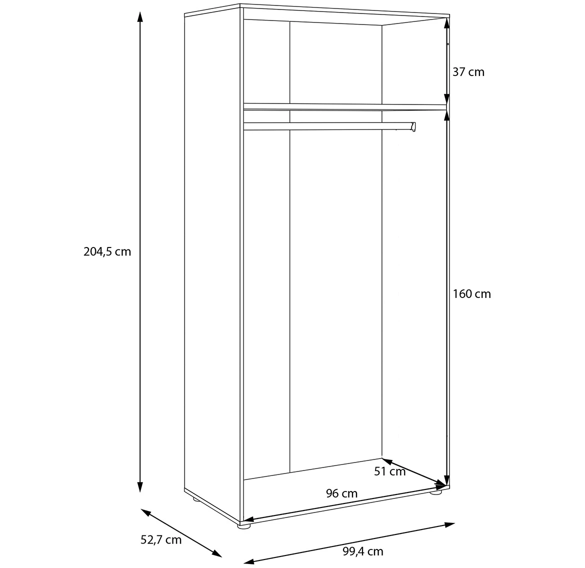 Moduklix korpus garderobera 99.4x204.5 cm beli