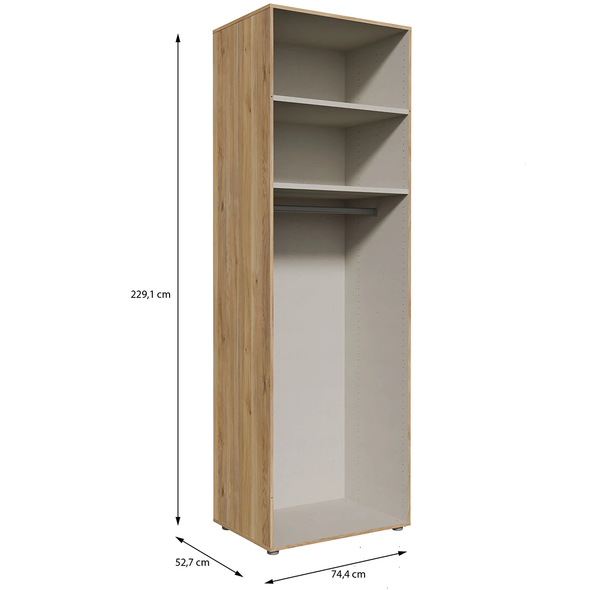 Moduklix korpus garderobera 74.4x230.1 cm maubella hrast