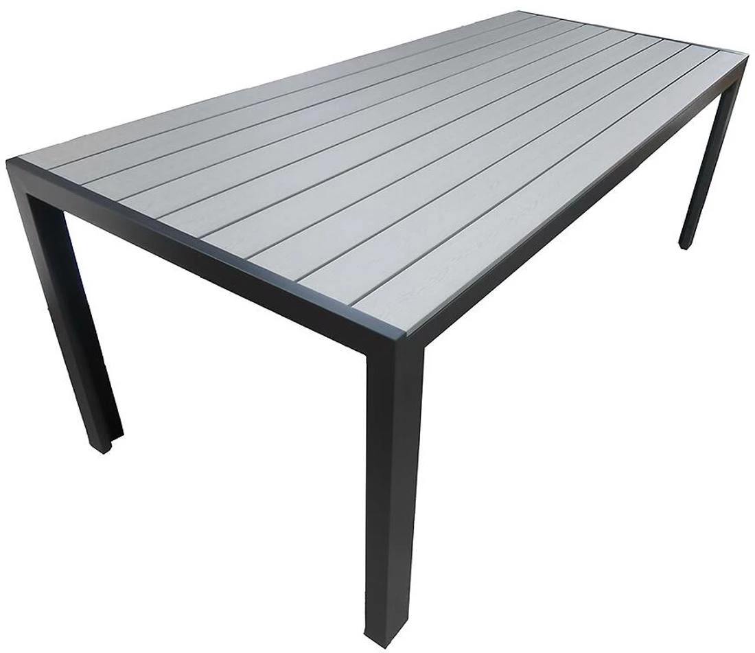 Douglas aluminijumski sto 205x90 cm, sivo/crni