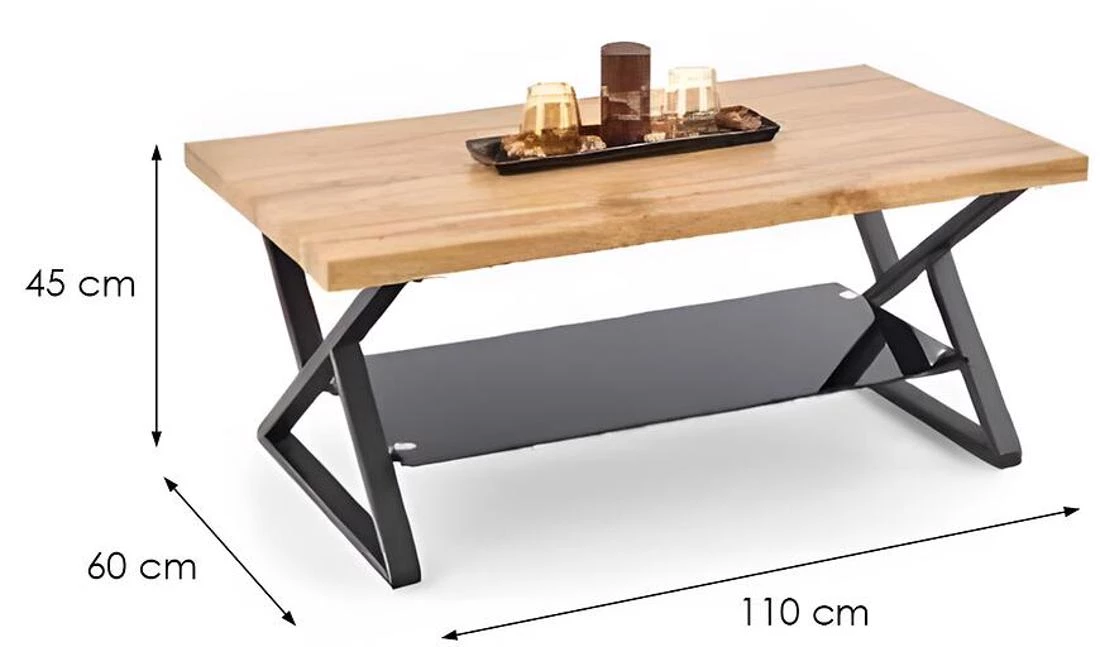 Dragan 10796 stocic za kavu 60x110x45 hrast/crni