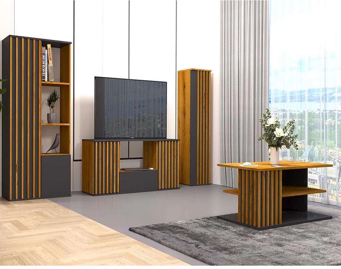 Nairobi regal 40x44x144 cm hrast/crna