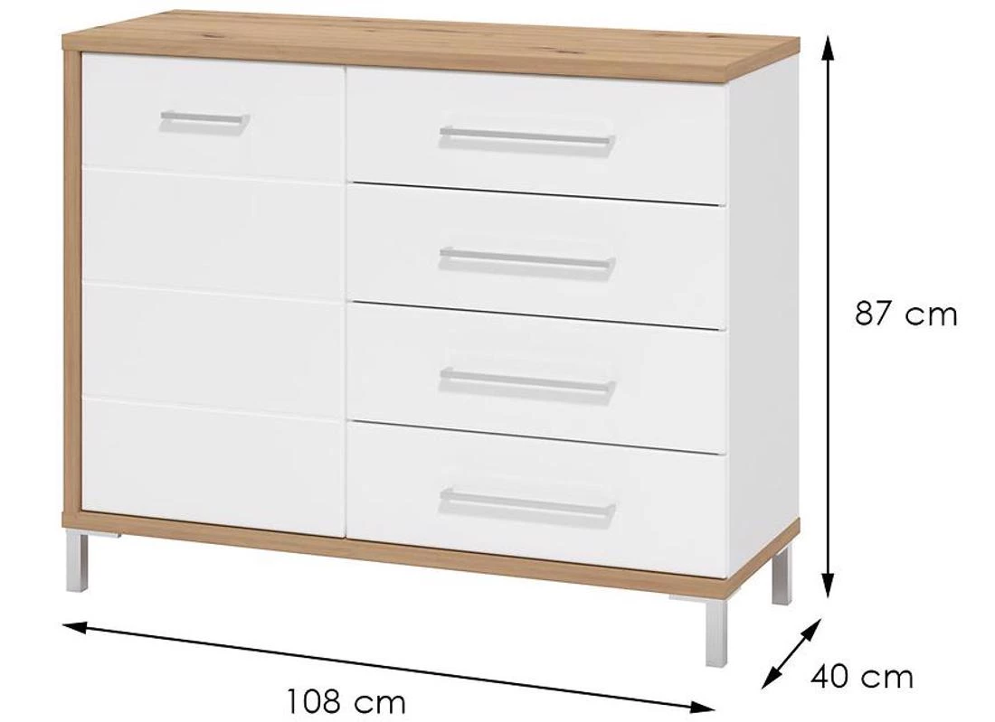 Mondego komoda 108x40x87 cm artisan/beli sjaj