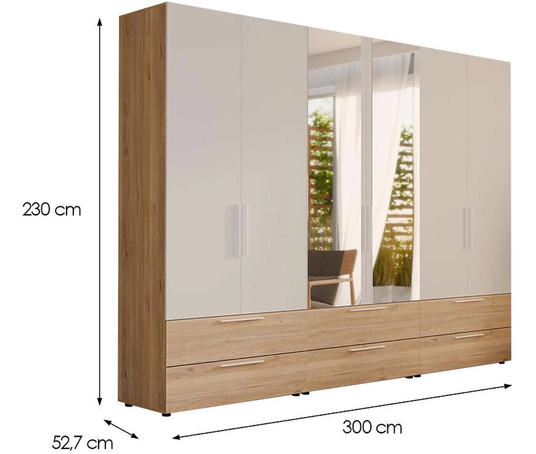 Moduklix 30 ormar 300x52,7x230 cm bela/hrast mauvella