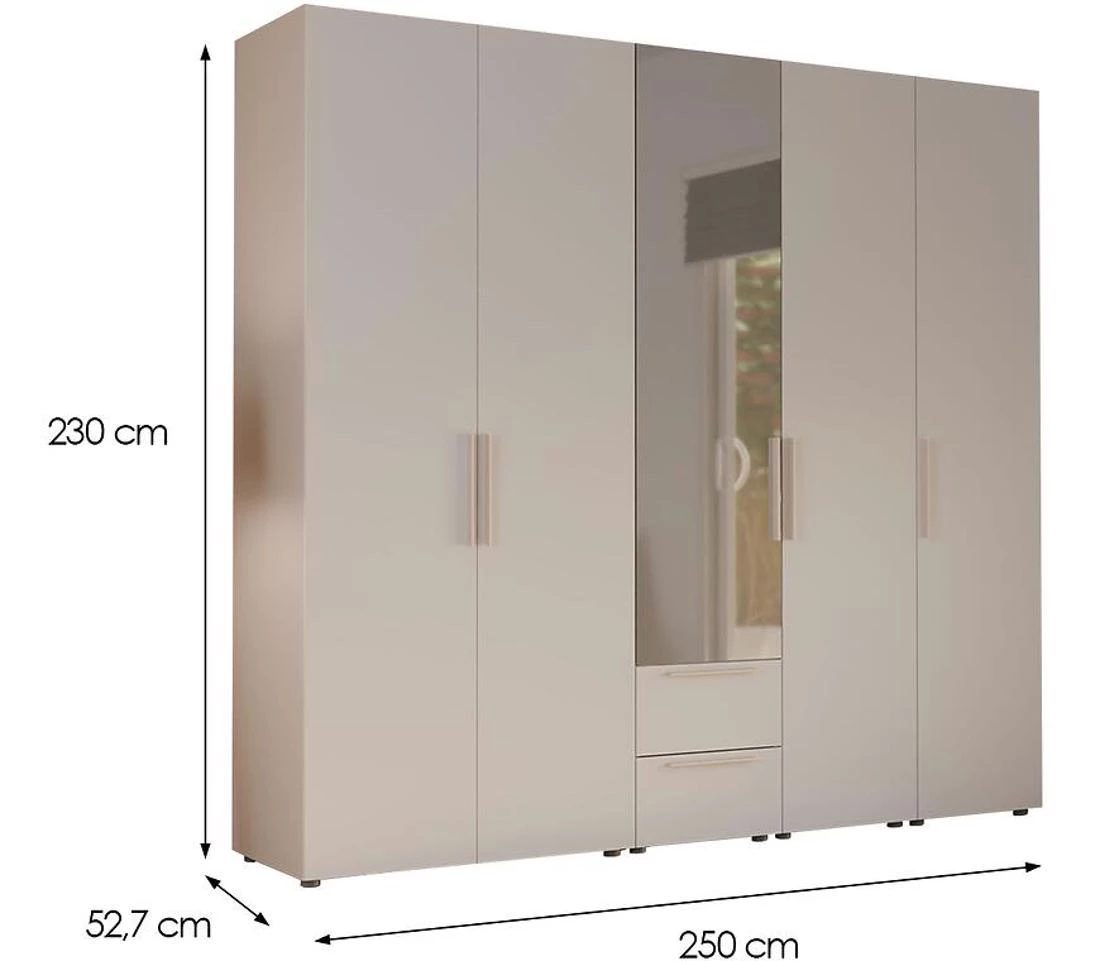 Moduklix 27 ormar 250x52,7x230 cm bela/pešcano bež