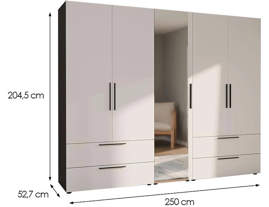 Moduklix 25 ormar 250x52,7x204,5 cm bela/cabezone hrast