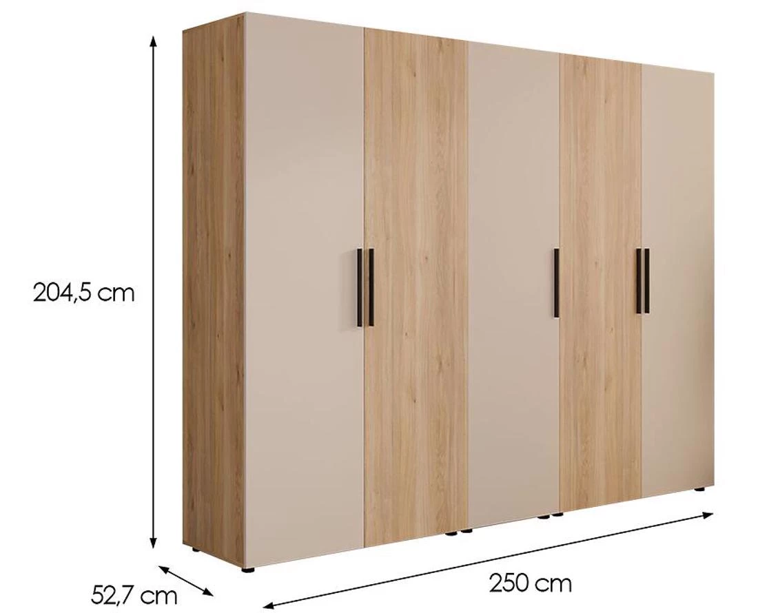 Moduklix 24 ormar 250x52,7x204,5 cm hrast mauvella/pešcano bež