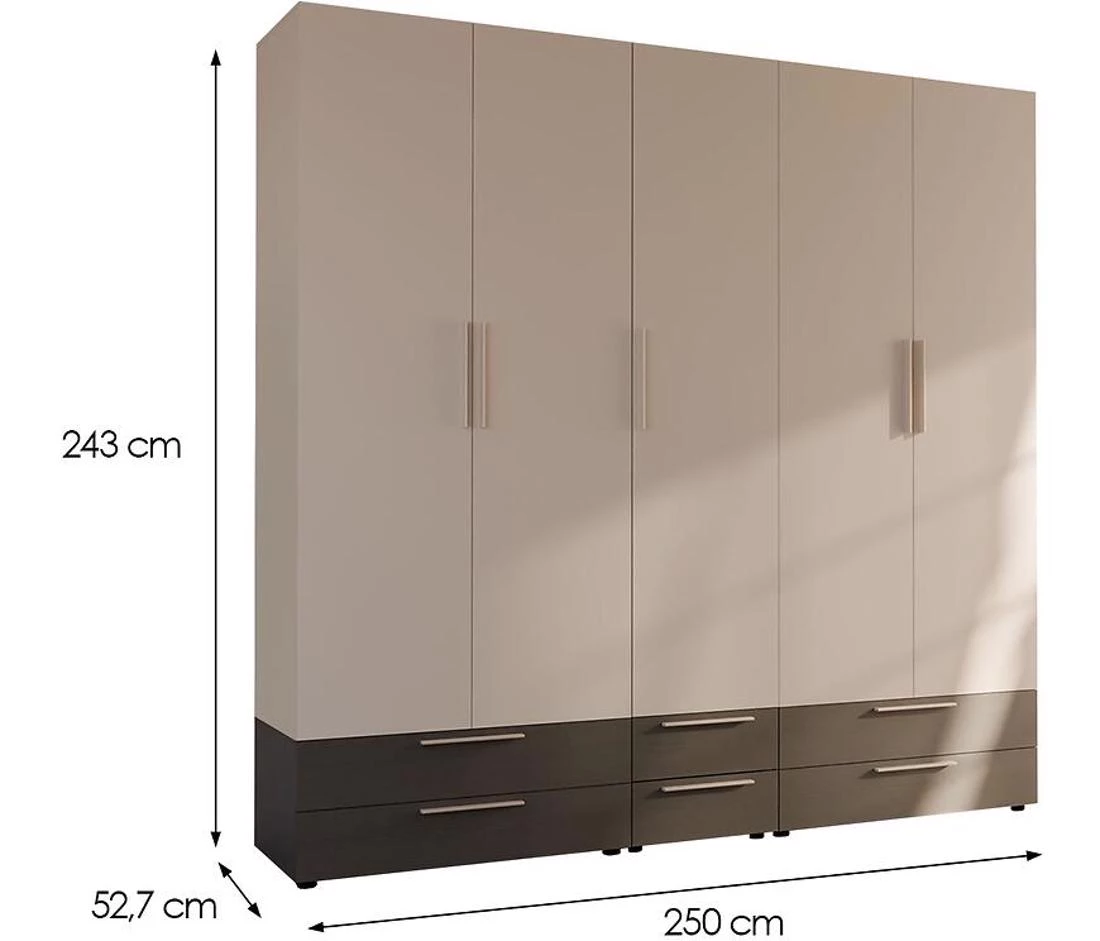 Moduklix 23 ormar 250x52,7x243 cm pešcano bež/hrast cabezone