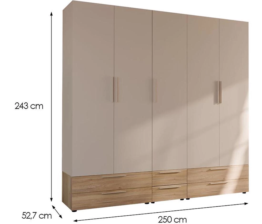 Moduklix 22 ormar 250x52,7x243 cm pešcano bež/hrast mauvella