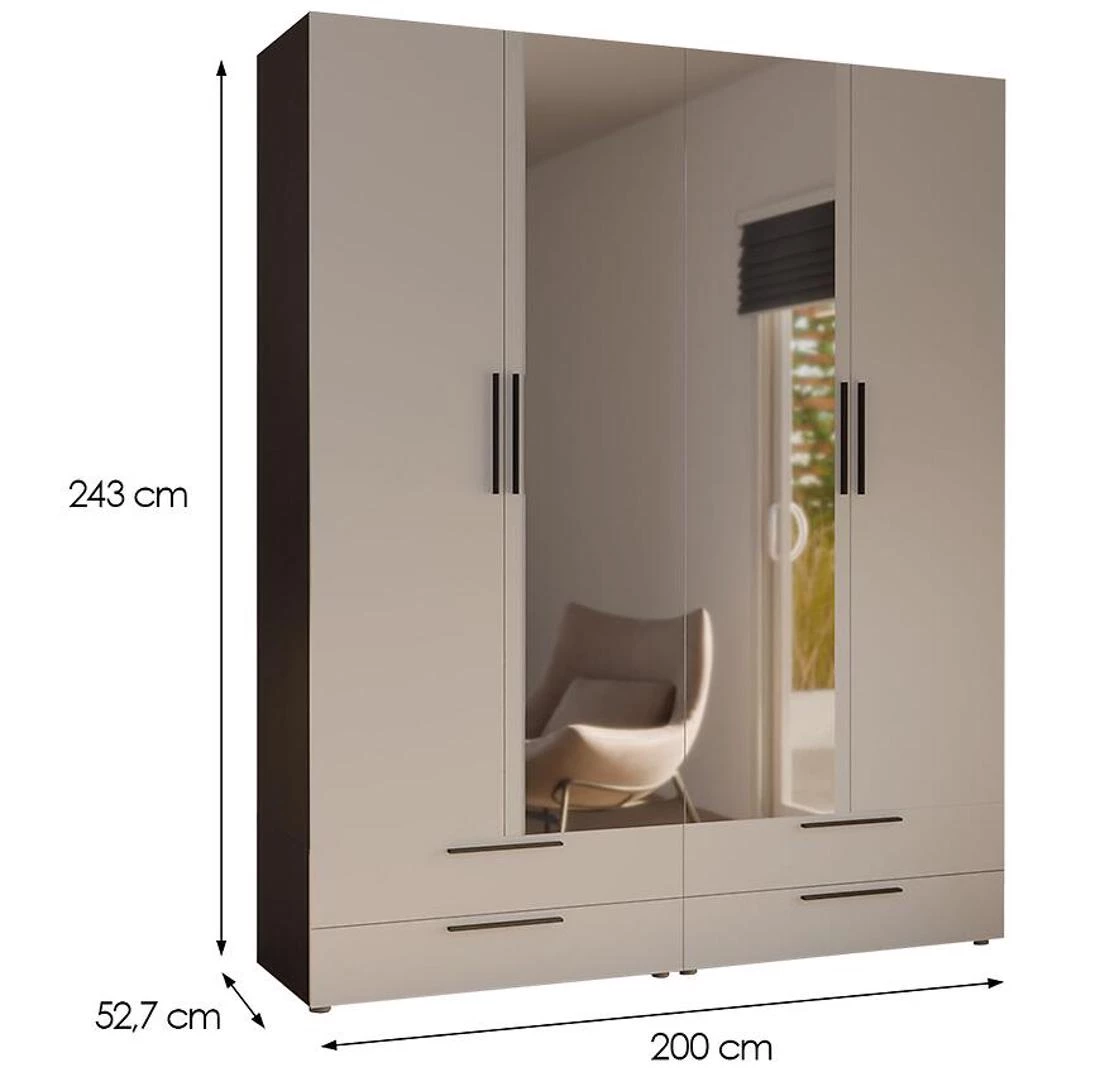 Moduklix 21 ormar 200x52,7x243 cm bela/hrast cabezone