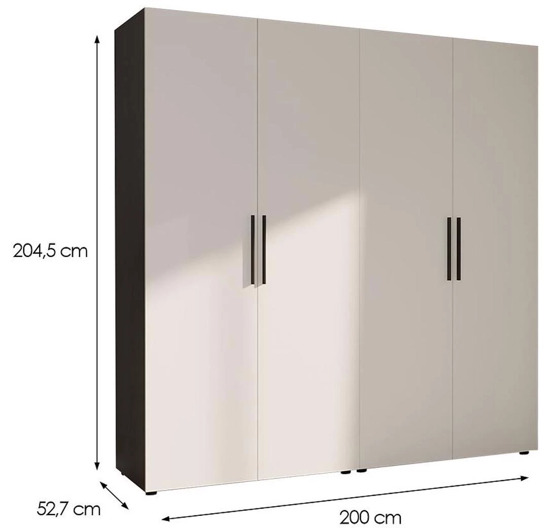 Moduklix 17 ormar 200x52,7x204,5 cm bela/hrast cabezone