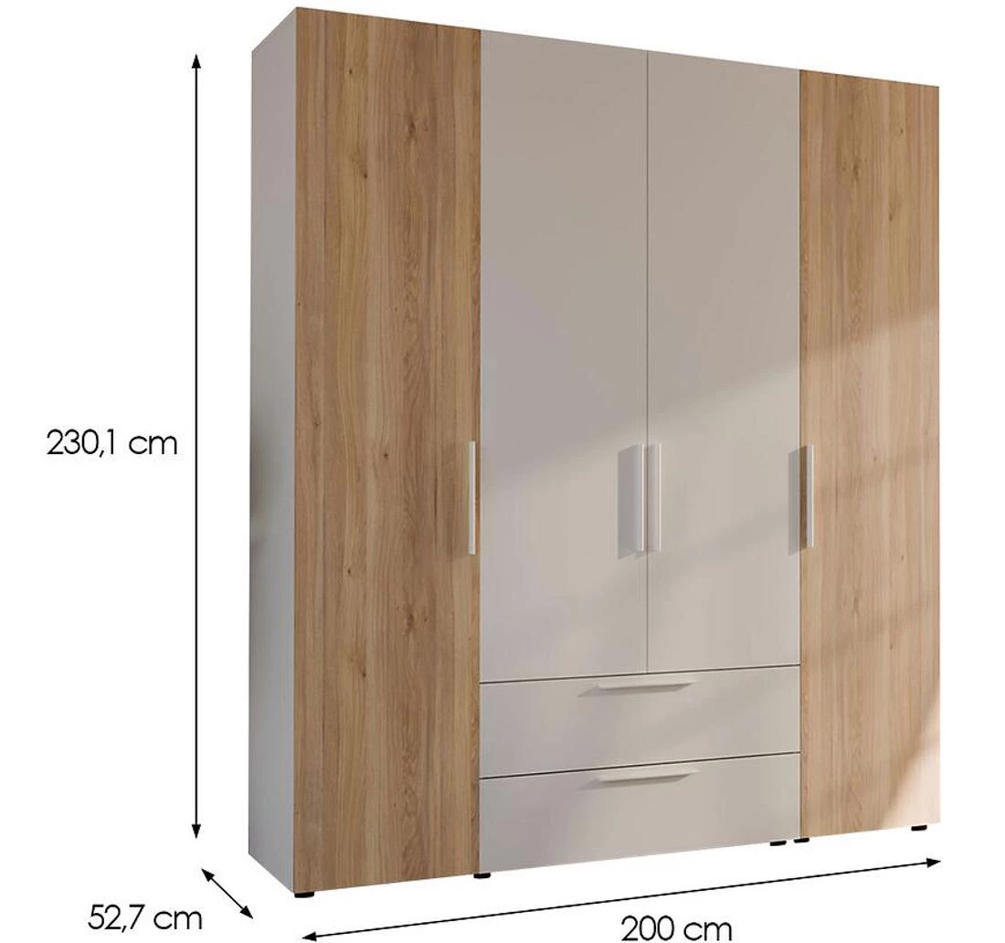Moduklix 16 ormar 200x52,7x230,1 cm bela/hrast mauvella