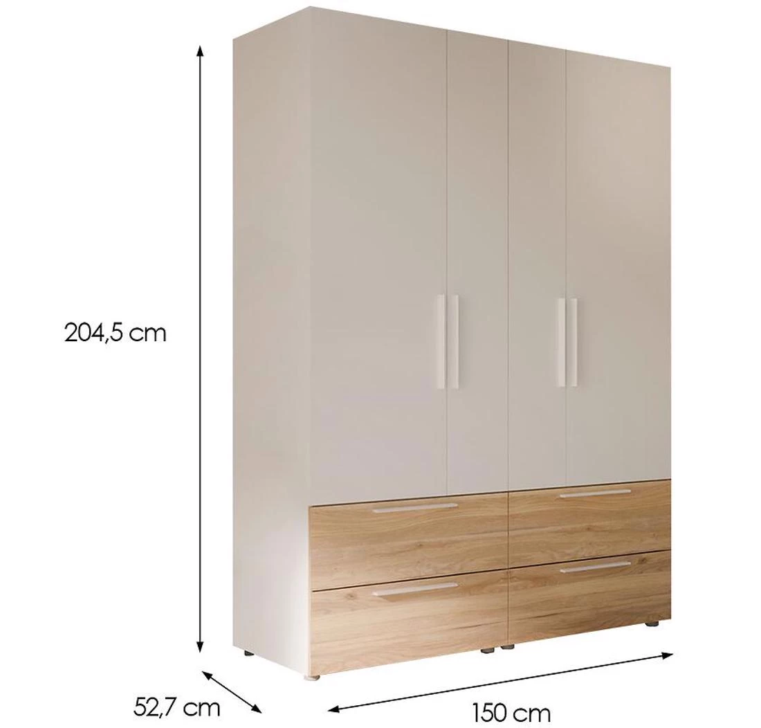 Moduklix 6 ormar 150x52,7x204,5 cm bela/hrast mauvella