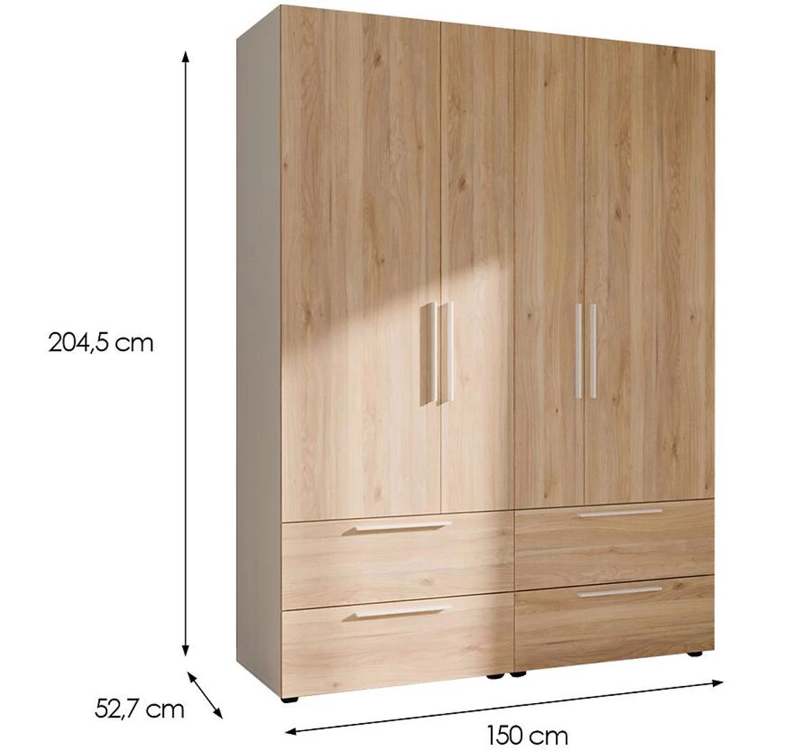 Moduklix 4 ormar 150x52,7x204,5 cm hrast maubella hrast/bela
