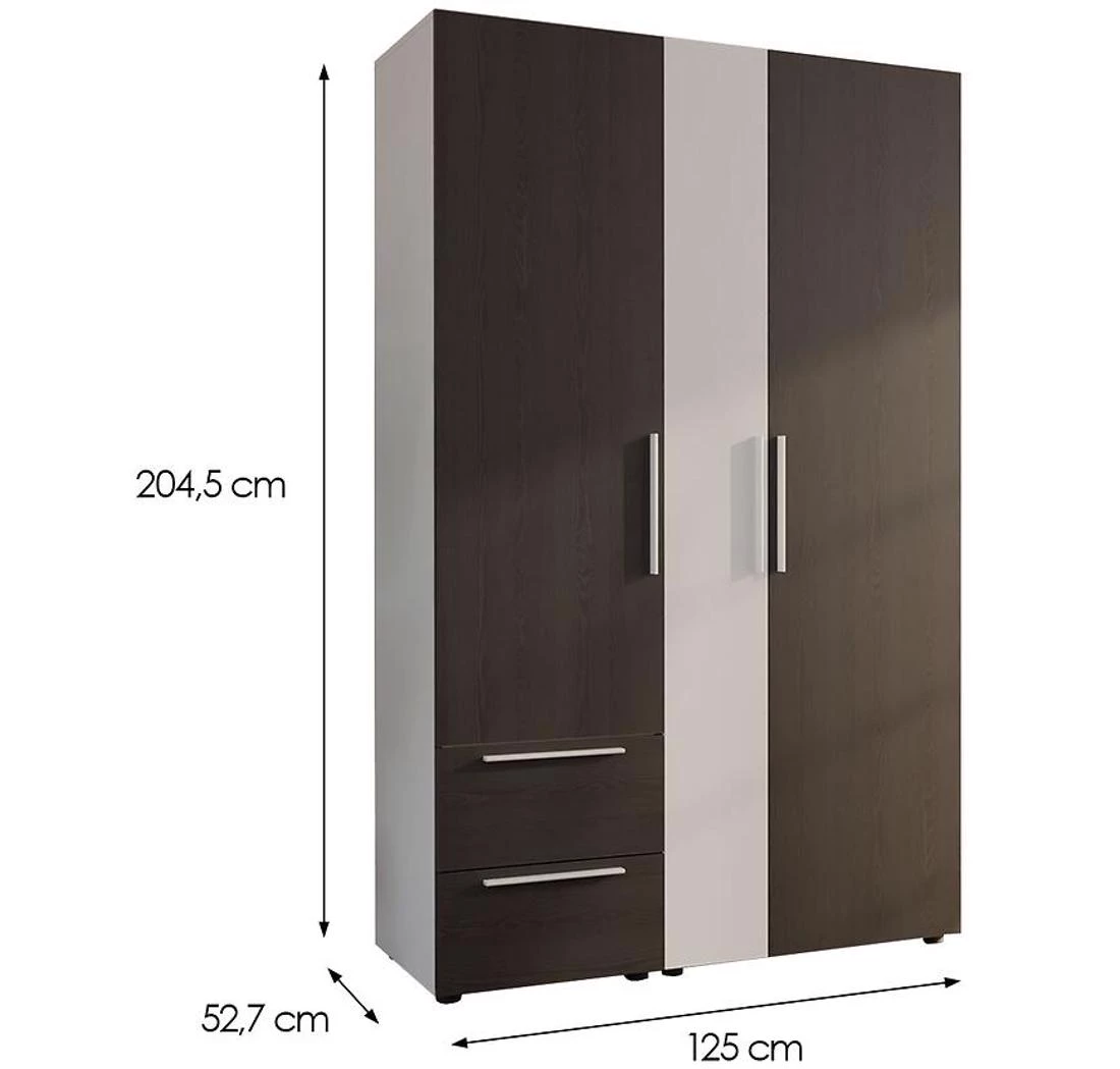 Moduklix 3 ormar 125x52,7x204,5 cm bela/hrast cabezone