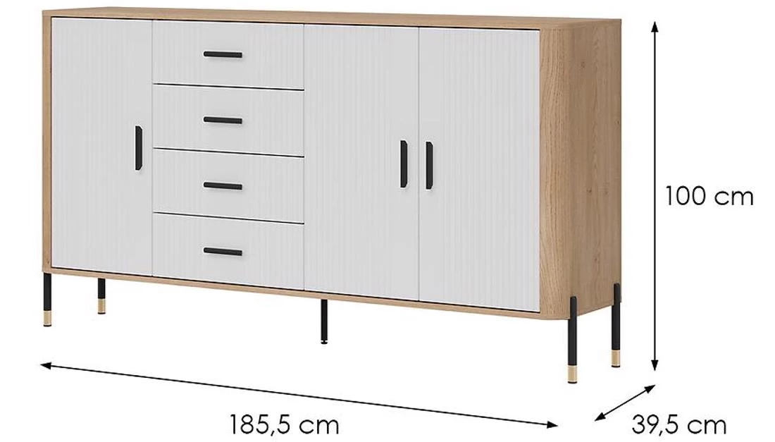 Dante Dt10 komoda 185,5x39,5x100 hrast/bela