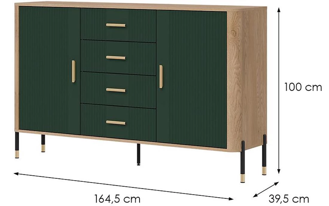 Dante Dt09 komoda 164,5x39,5x100 hrast/zelena