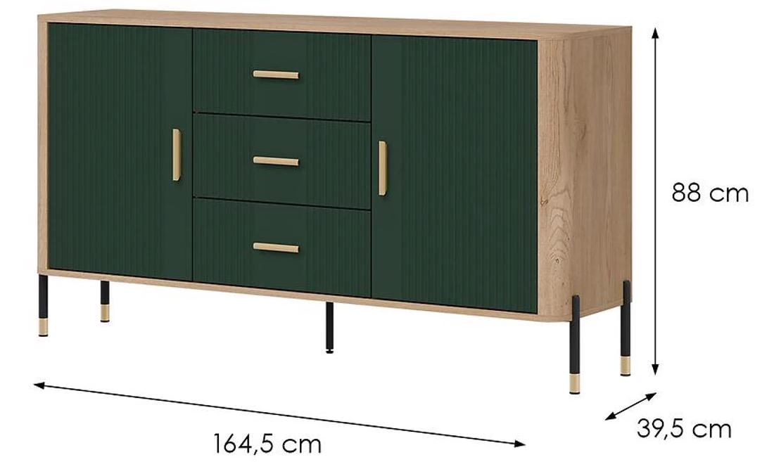 Dante Dt06 komoda 164,5x39,5x88 hrast/zelena