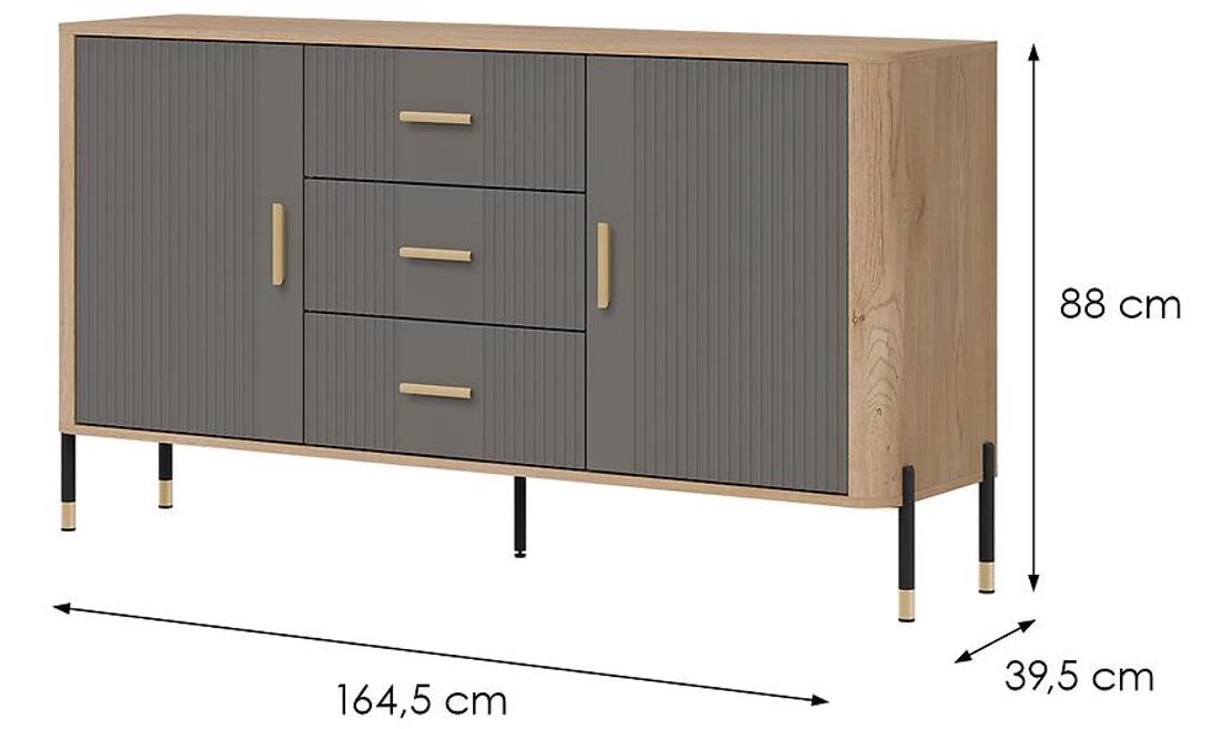 Dante Dt06 komoda 164,5x39,5x88 hrast/siva